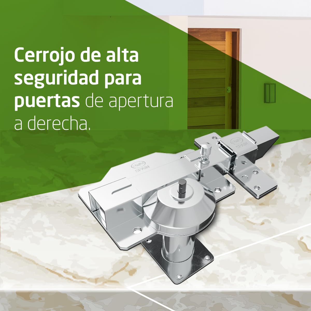 Amig - Cerrojo de Sobreponer con Resbalón de Alta Seguridad - Cilindro 50 mm - 90 x 154 mm - Acero - Cromado Brillo - Antibumping y Antitaladro - Cierre a la Dercha