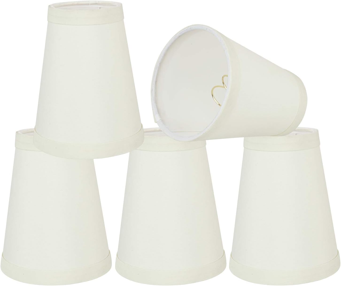 Aspen Creative 32666-5 Small Hardback Empire Shape Chandelier Clip-On Lamp Shade Set (5 Pack), Transitional Design in White, 4" Bottom Width (2 1/2" x 4" x 5")