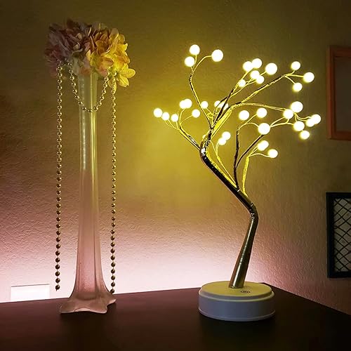 Miniatura 2 de OTAVILEM Luz de árbol bonsái para decoración de habitación, lámparas estéticas de árbol de perlas para sala de estar, bonita luz nocturna para
