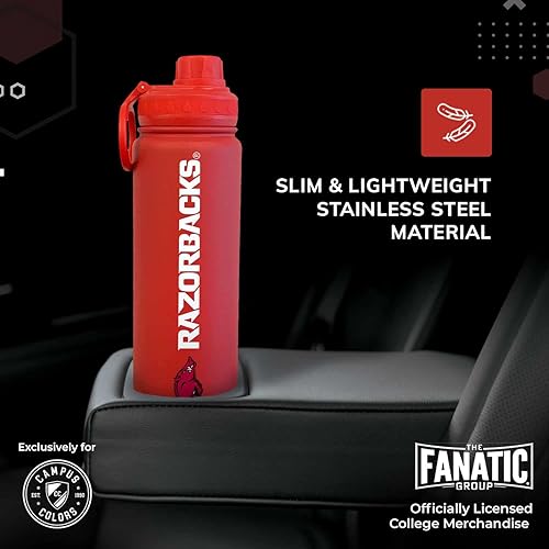 Vista 45 de Campus Colors Botella de agua de acero inoxidable de la NCAA, tapa giratoria, 24 onzas, clip de transporte, mantiene tus bebidas calientes o frías