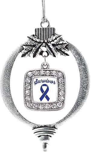 Miniatura 146 de Inspired Silver - My Vintage Initials - Adorno con dije de letra J - Adornos navideños cuadrados de plata con joyas de circonita cúbica