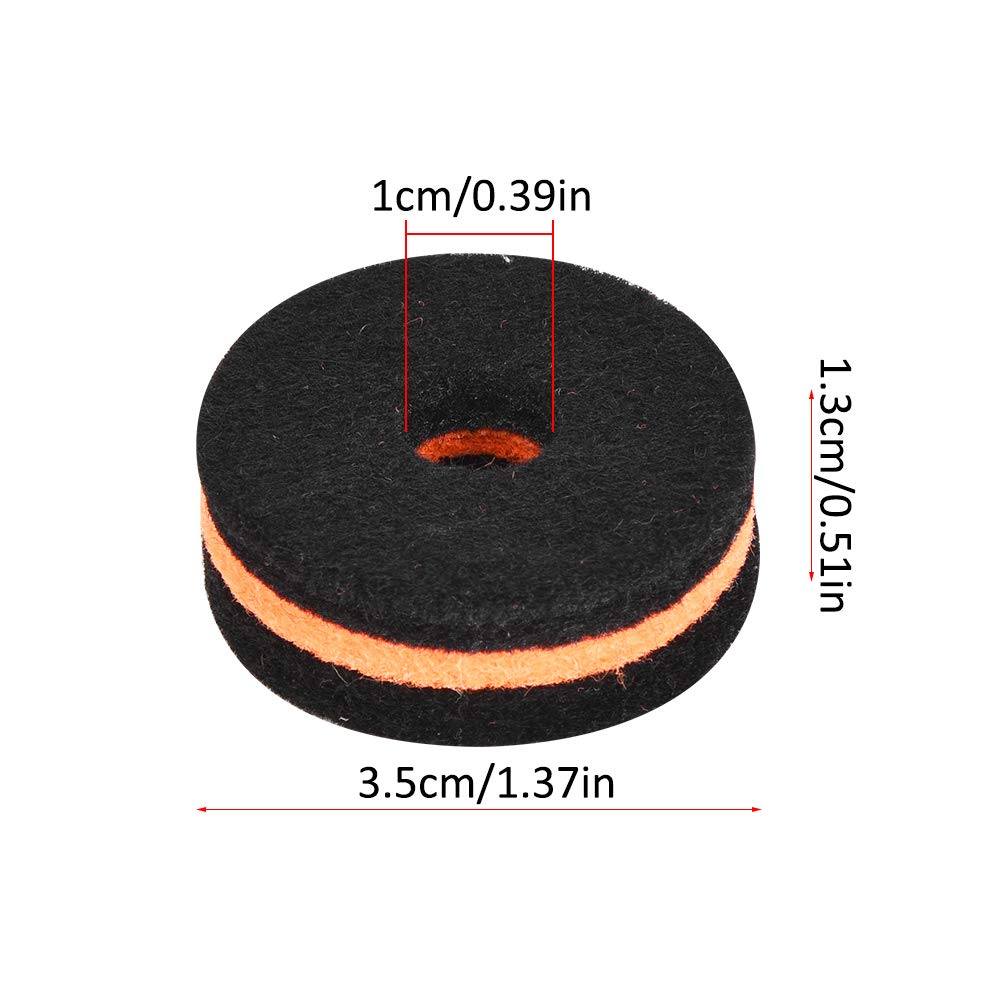 Support de Cymbale en Feutre, 10 Pièces, 35mm, Noir, Orange, Manchon de Protection, Pièce de Rechange