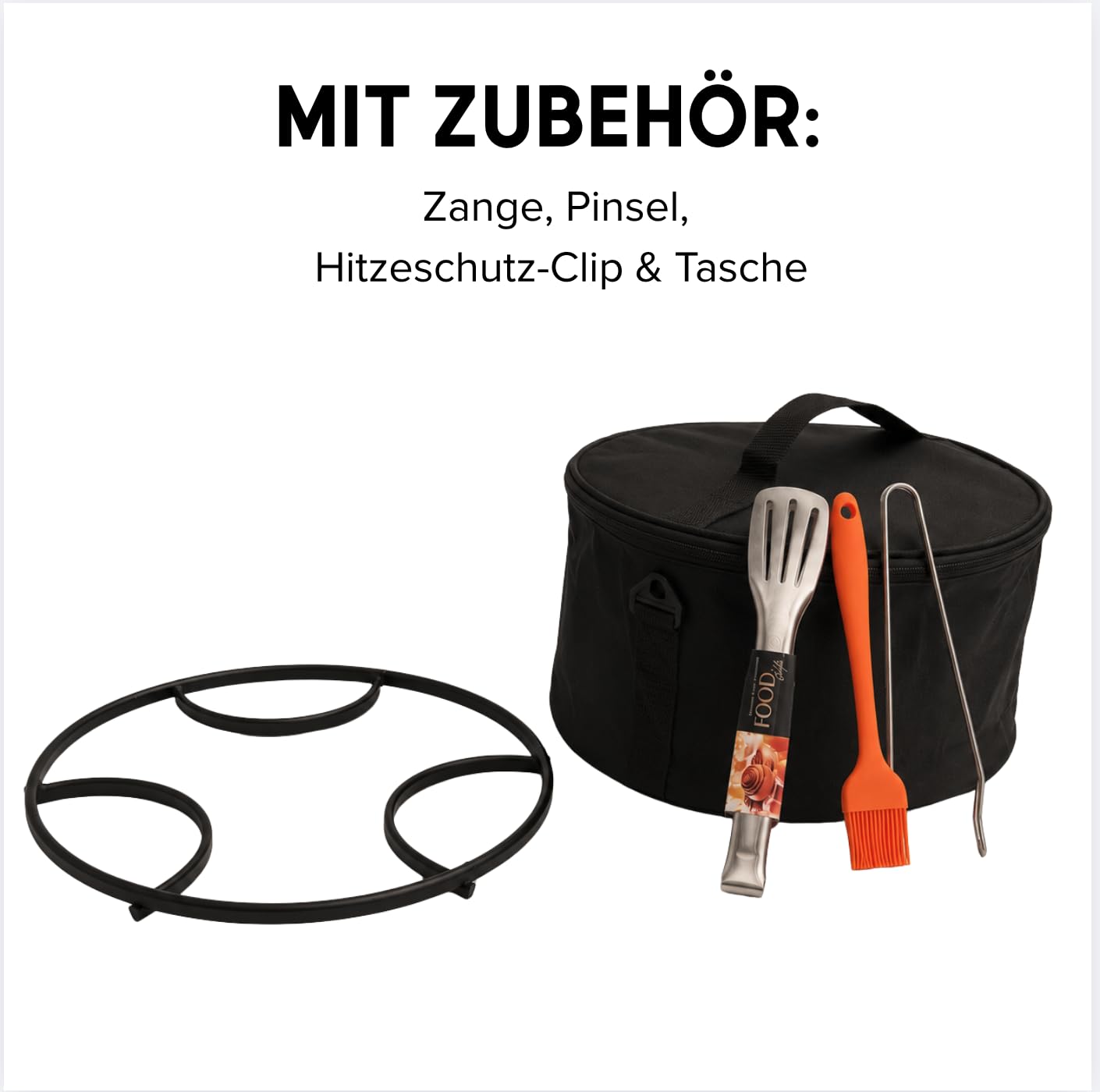 3 PAGEN® Barbecue elettrico a carbonella con ventola, adatto per balcone, terrazza e parco, barbecue da campeggio senza fumo, piccolo e compatto, con pinza, pennello e custodia, diametro 29 cm