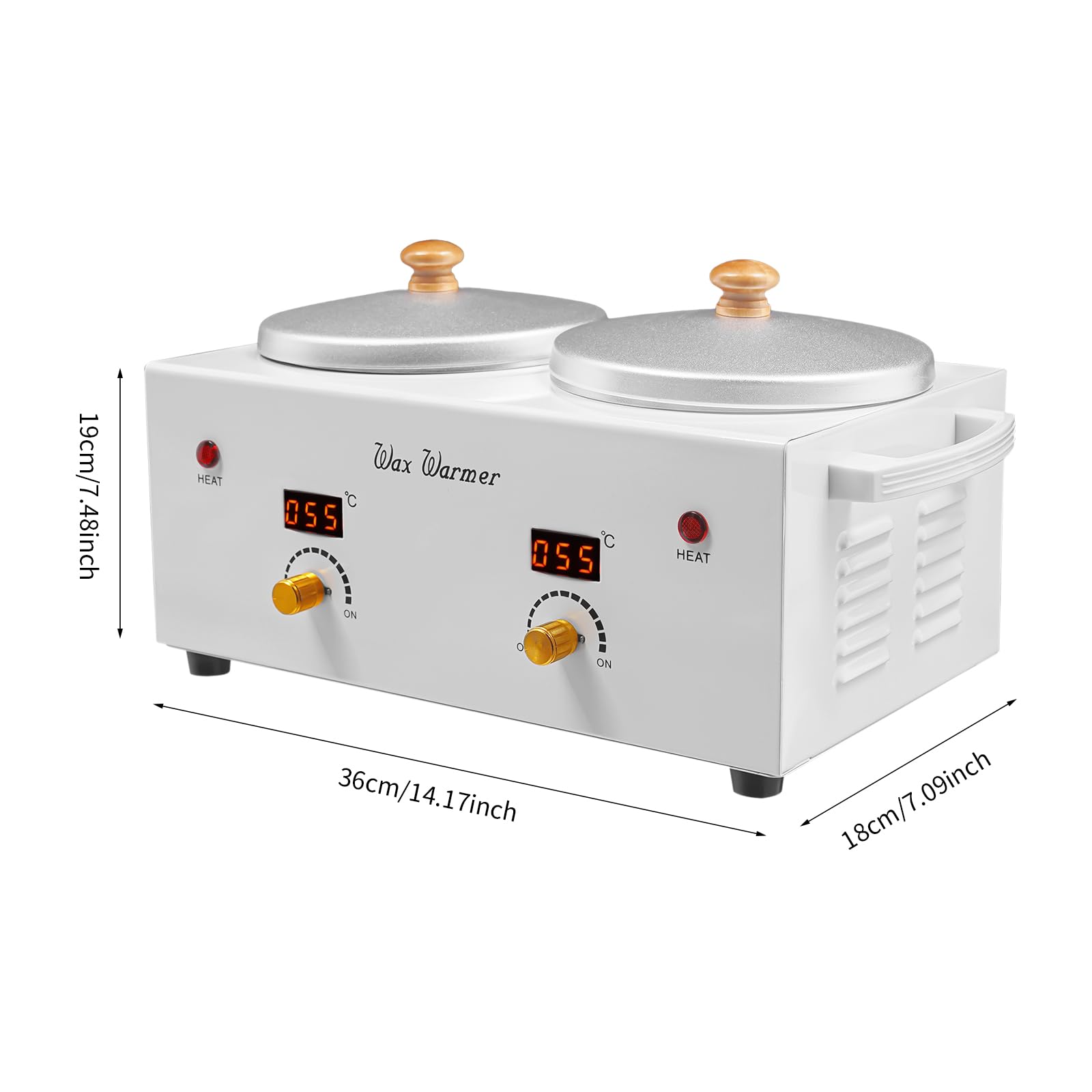 Podgrzewacz do wosku z podwójnym garnkiem, 100 W, z pojemnikiem 2 x 600 ml, regulowana temperatura 20-120°C, maszyna do podgrzewania wosku do gospodarstw domowych i salonów kosmetycznych
