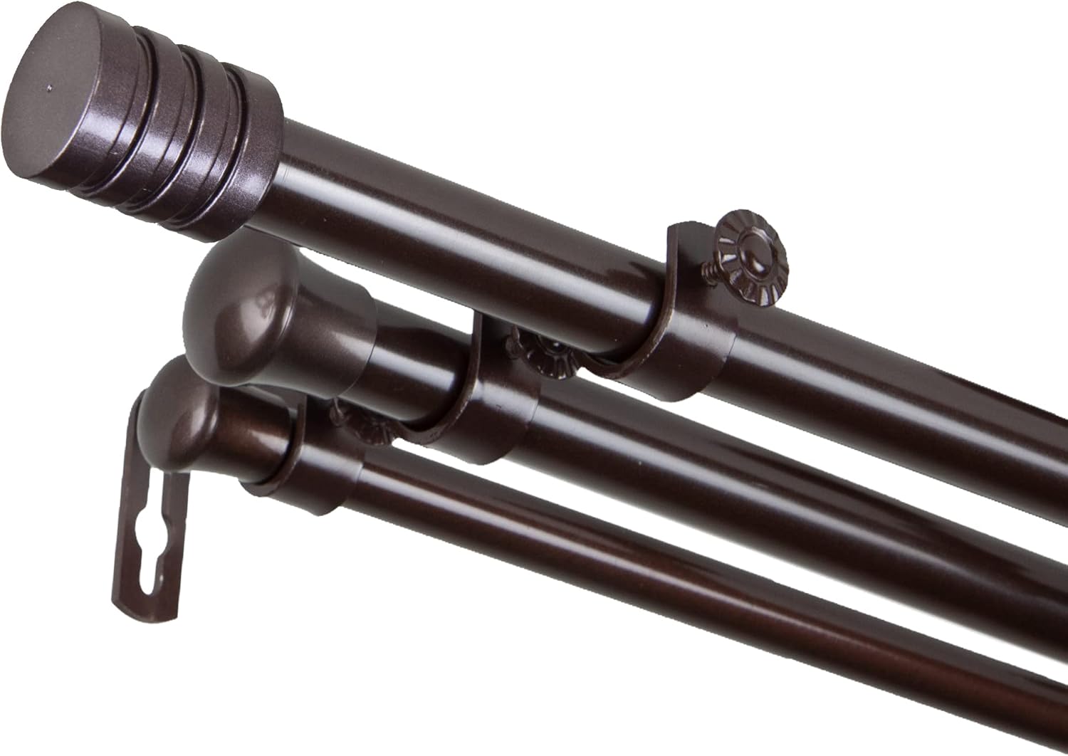 A&F Rod Décor - Grant 13/16 Triple Curtain Rod 120-170 inch - Cocoa
