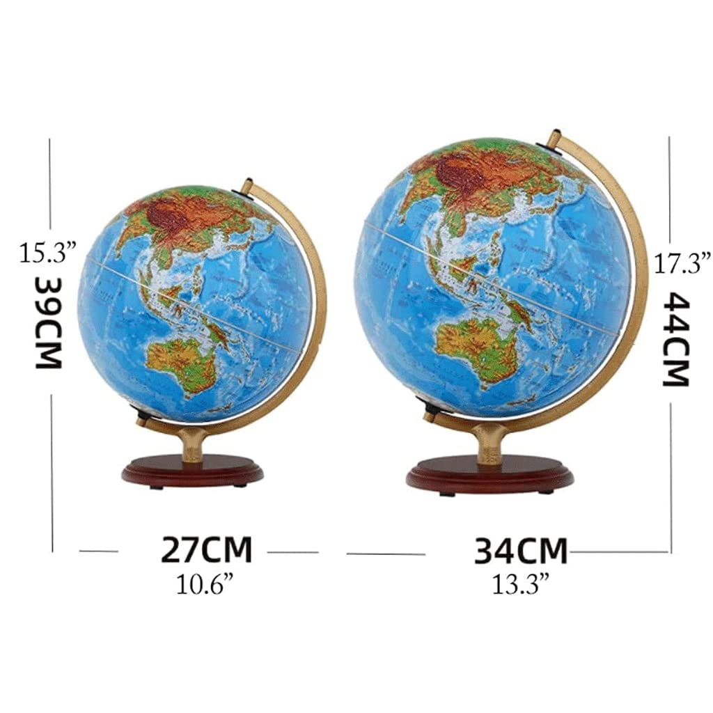 HRTC wereldbol Mappamondo con Supporto in Legno, Mappamondo Luminoso per Bambini 2 in 1 con Mappamondo Luminoso Interattivo per L'apprendimento della Terra Manuale Pratico