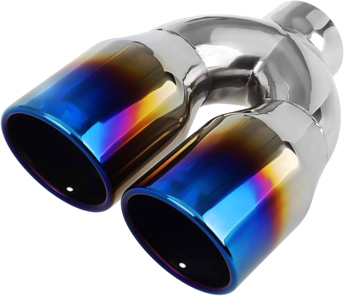 KHK 2.5" Dual Exhaust Tip - 2.5" Inlet 3.5" Outlet 9.78" Overall Length Diesel Exhaust Tips,Stainless Steel Weld On Truck Tailtip, Universal Fit for Trucks & Cars -Blue Polished