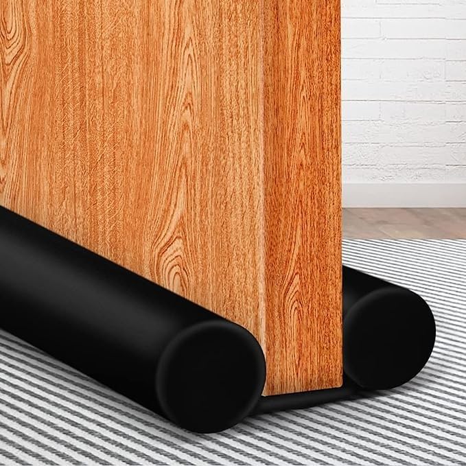 DOOR SEAL Home Under Door Foam Draft Stopper Seal 1 Meter, Washable and Cuttable Sound Proof Weather Strippingسدادة باب المنزل من الفوم تحت الباب بطول 1 متر Black L 90CM W 15 CM