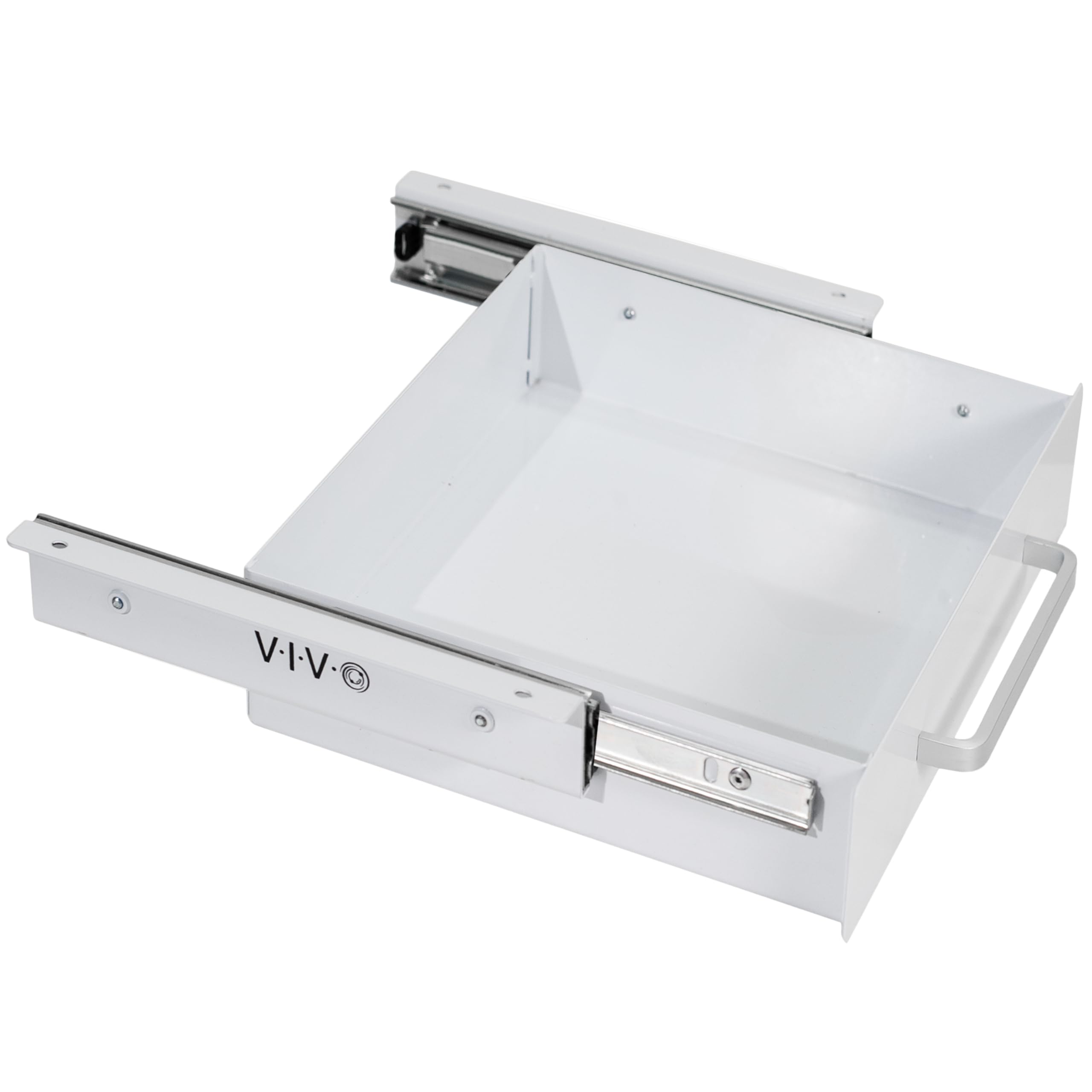 VIVO 13 inch Under Desk Mounted Sliding Pull-out Drawer for Office Desk, Pull Handle, Storage Organizer for Sit Stand Workstation, White, DESK-DR1H-W