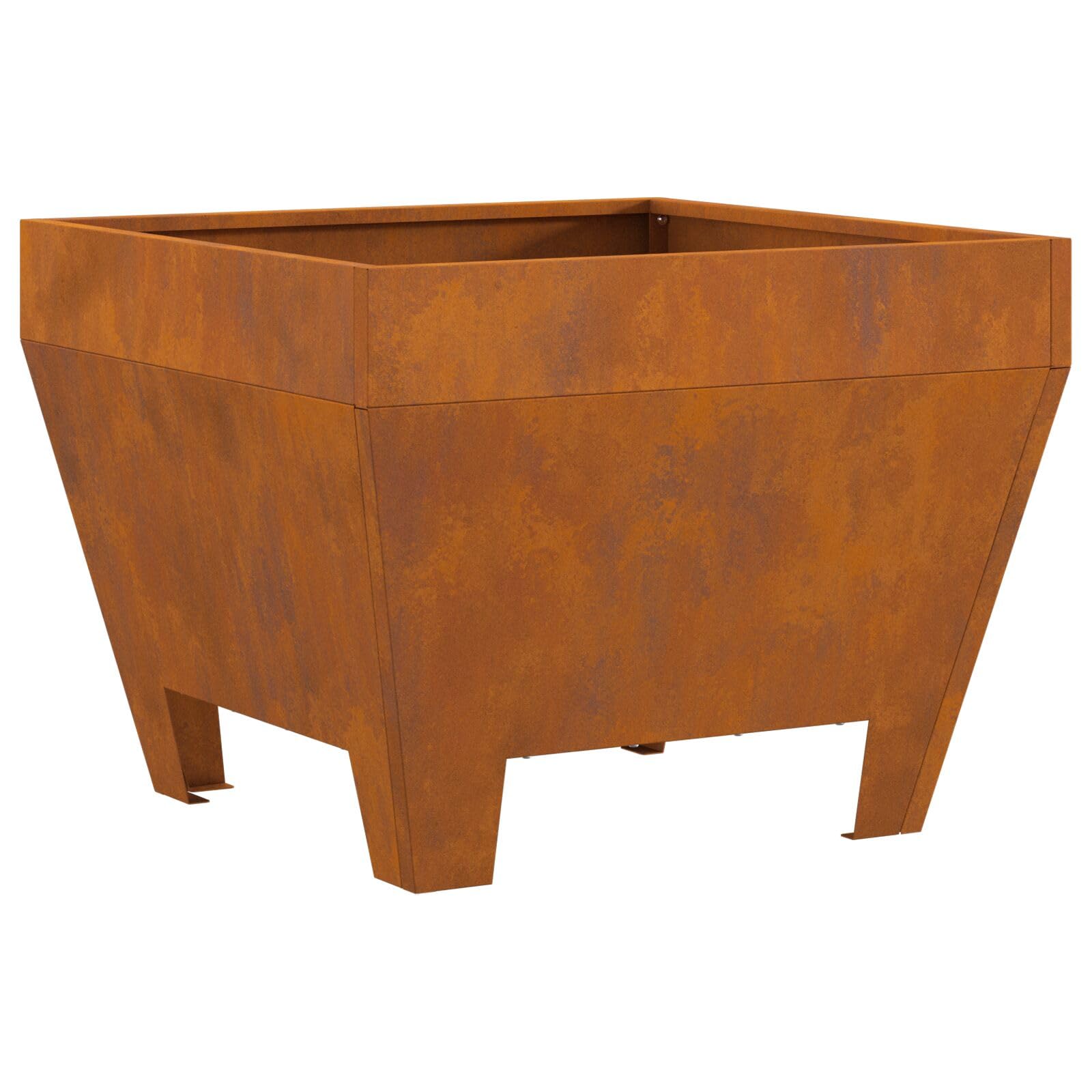 Homgoday Brasero Exterior Jardin Grande,Estufa al Aire Libre para Camping Cuenco para Hogueras Fogata Cuadrada 50x50x30 cm de Acero Resistente al Clima