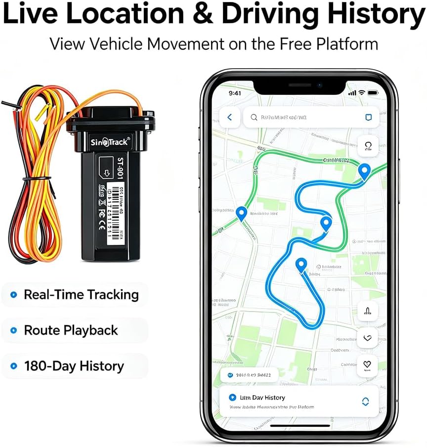 SINOTRACK ST-901L 4G Vehicle Car GPS Tracker, Mini Real Time GPS Locator Vehicle Device Hidden,Waterproof Car Motorcycle GPS Tracking Device for Truck Taxi,Support Tracking Platform image 4