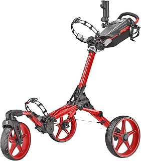 CaddyLite Auto+360 Golf Push Cart - 4 Wheel Lightweight Foldable Golf Pushcart with Auto Folding, 360° Swivel Front Wheel, Aluminum Frame, EVA Wheels, Foot Brake, Umbrella & Drink Holder