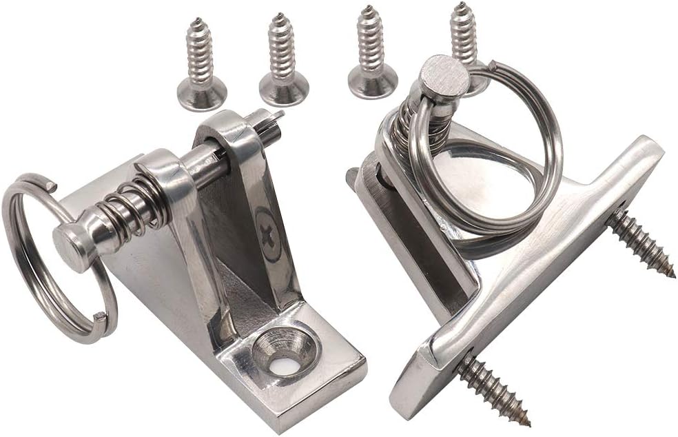 6 Pcs Bimini Top 90°Deck Hinge with Pin and Ring, 316 Stainless Steel, Free Installation Screws