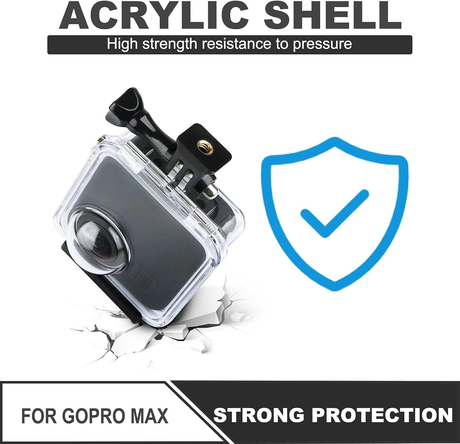 Waterproof Case for Gopro Max Action Camera, Underwater Diving Protective Housing 40M with Bracket Accessories Waterproof shell for gopro max