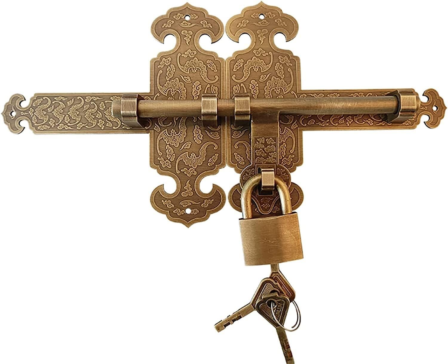 Sliding Lockfor Portable Door Lock, Thickened Door Latch, Door Lock Latch for Cabinets, Courtyard, Fence and Garden, Pure Copper Sliding Door Latch(Size:25cm,Color:Bronze)