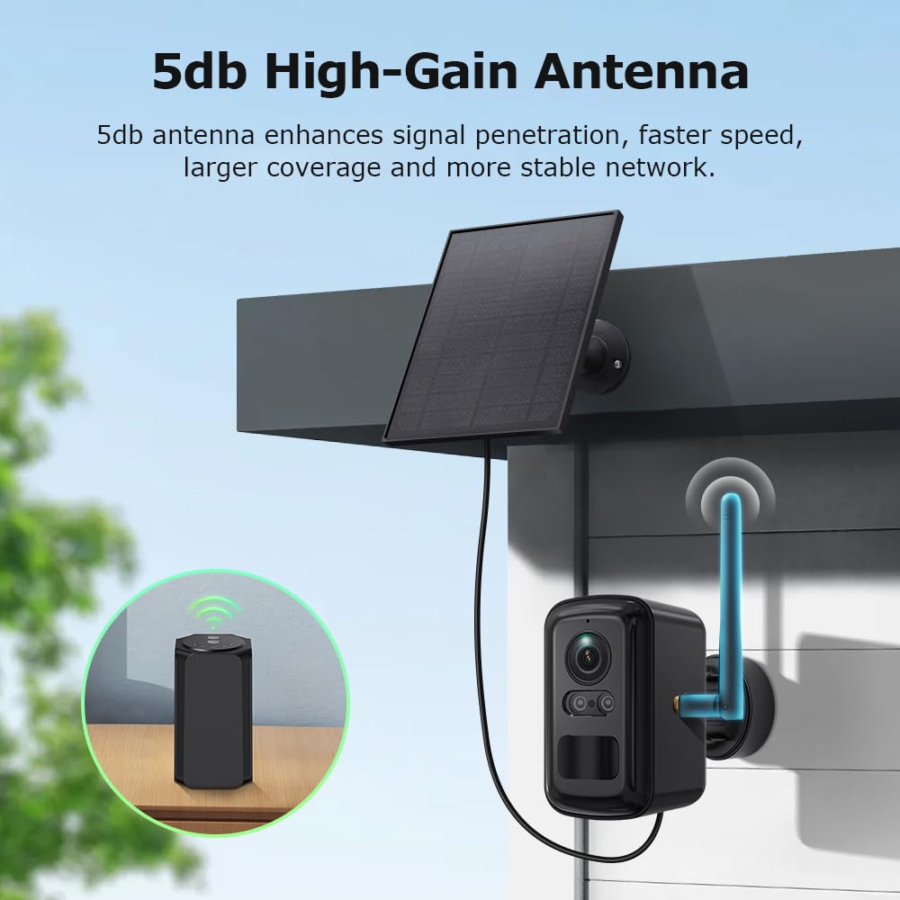 SHIWOJIA 4 Kit Camara Vigilancia WiFi con Home hub, Halow WiFi Camara Exterior Solar, Visión Nocturna, Audio Bidireccional, Detección de Movimiento PIR, Sin Costo Mensual