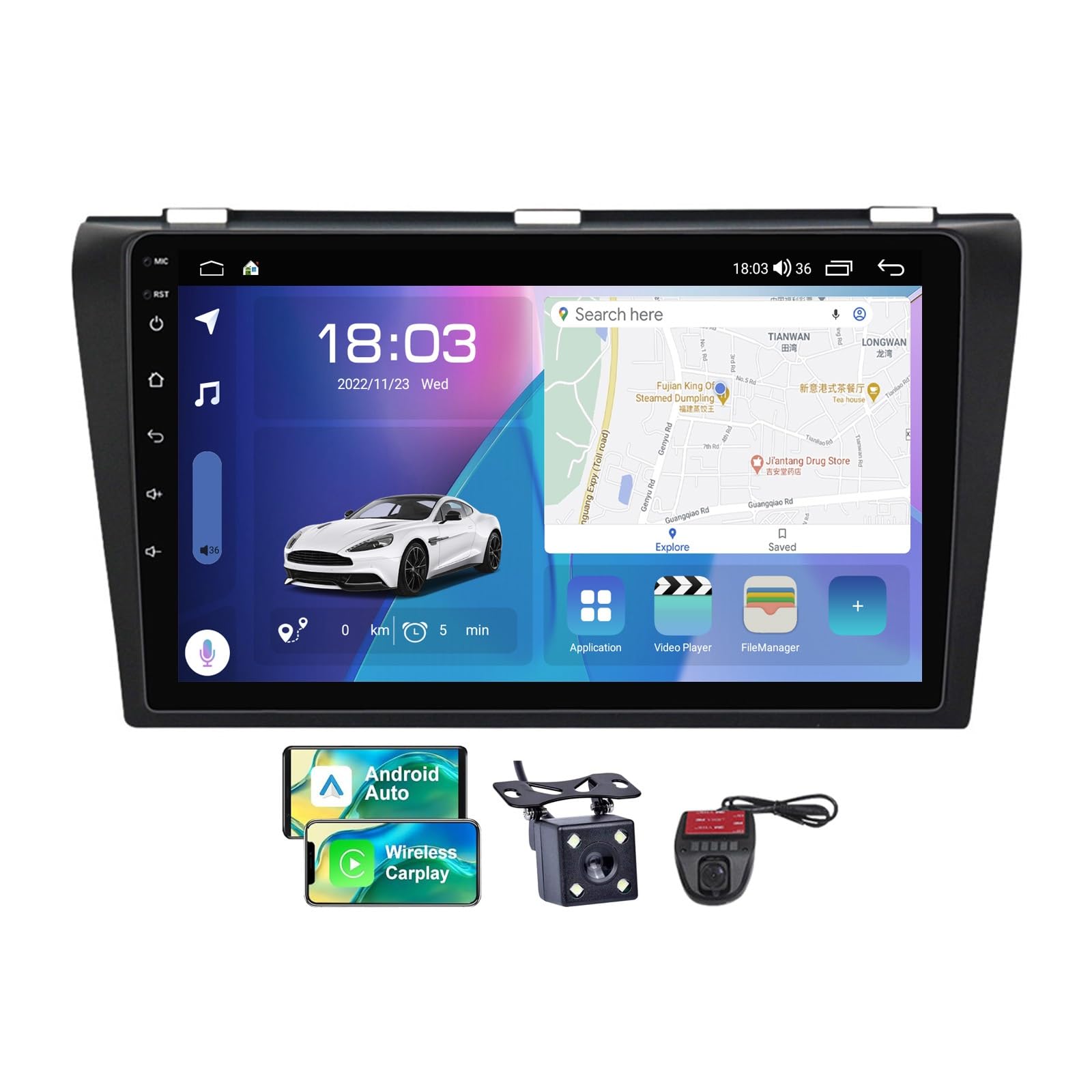 Autoradio Android 13 doté d'un grand écran tactile 9 pouces