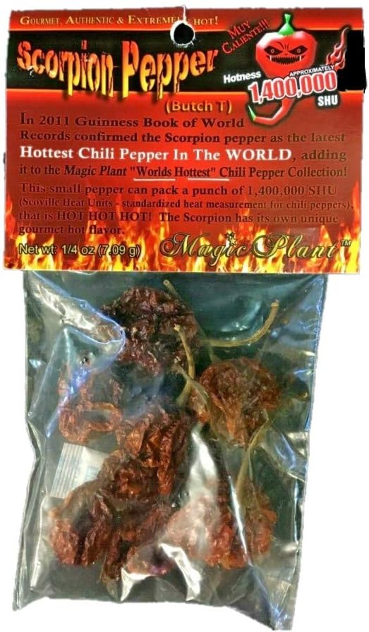 Dried Trinidad Moruga Scorpion Pepper Pods, 0.25 Ounce