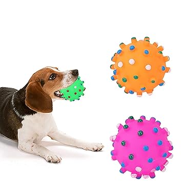 Pet Guard Dog Combo Pet Chew Toys for Small Puppies only, Cats with 100% Natural Rubber Food Grade Quality | Pet Ball Toys for Small Pet Dog - Pack of 2 (Random Color)