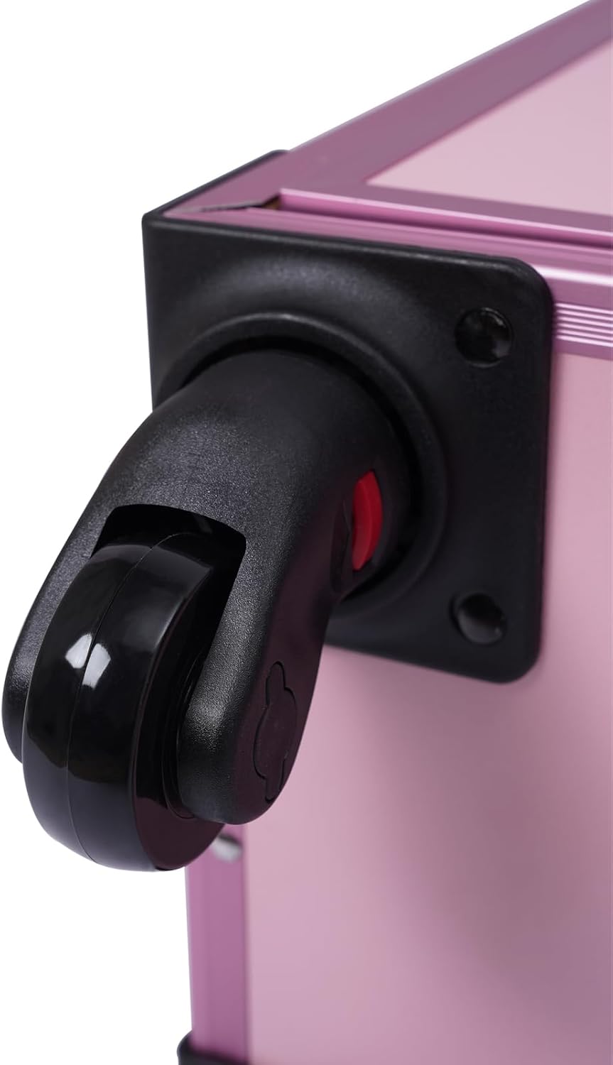 4 in 1 Makeup Rolling Train Case Aluminum Trolley Professional Cosmetic Organizer Box, Large Cosmetic Trolley with Locks for Professional Make-Up Artists