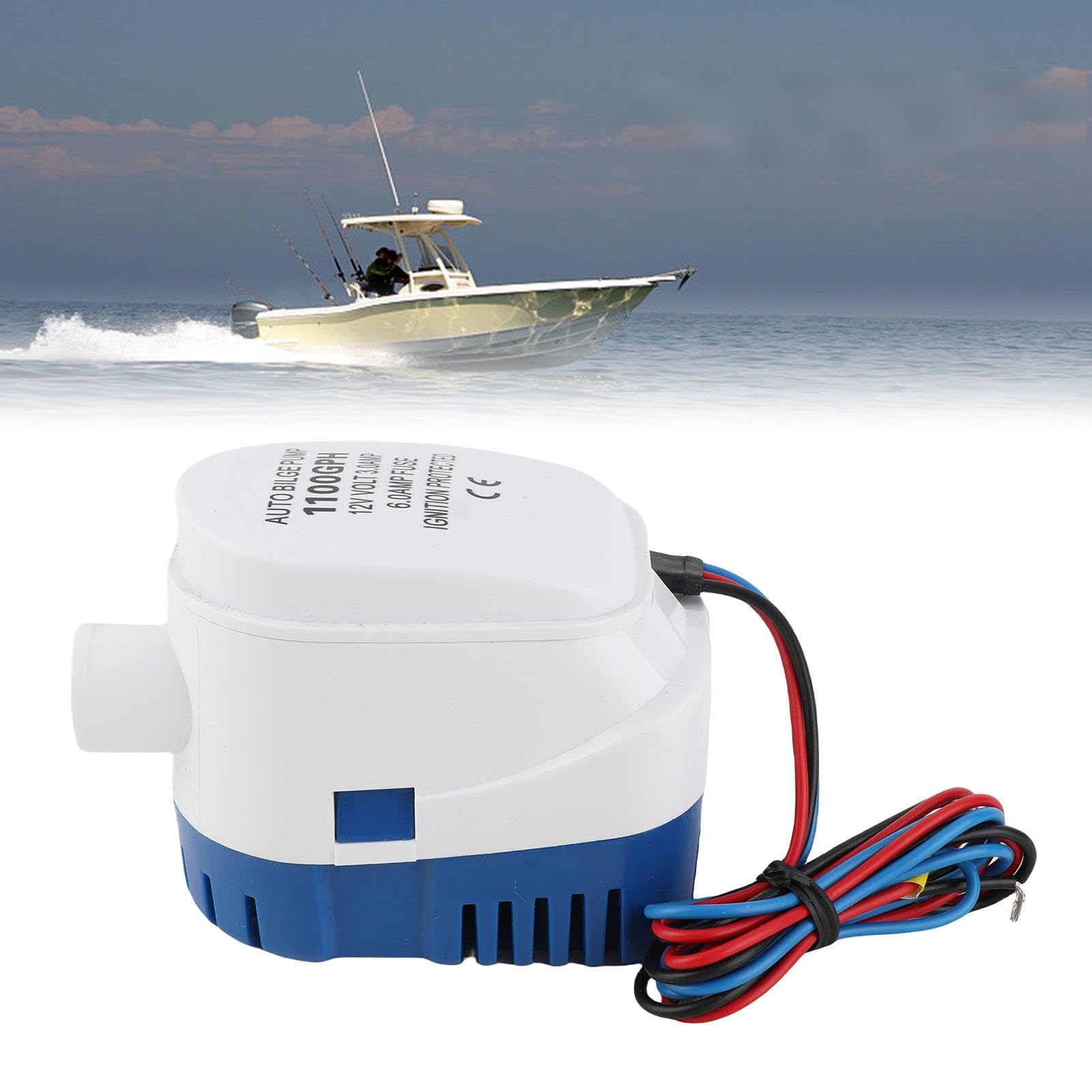 Pompa sentina sommergibile 12V per imbarcazioni 1100GPH con galleggiante automatico integrato pompa sentina acqua ad alta portata per nautica protezione da sovracorrente e motore duraturo