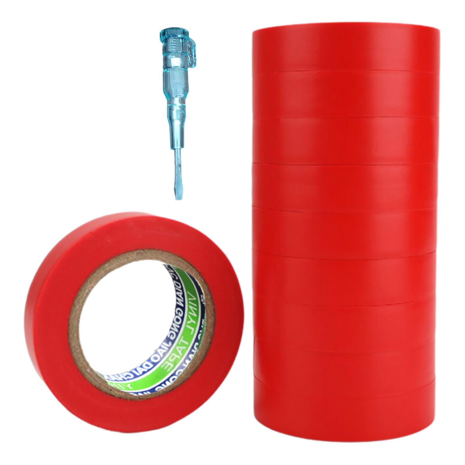 10er-Pack Selbstklebendes PVC-Isolierband Mit Spannungsprüfer – Insgesamt 16 Fuß X 10 Zoll (Schwarz/Rot/Gelb), Wasserdichtes Und Flammhemmendes Isolierband Zur Reparatur Und Abdichtung(Red)