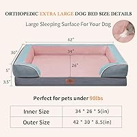 Vista 178 de Comfort Expression Cama ortopédica para perros extra grandes de 45 x 35 pulgadas, cama para mascotas XL de espuma tipo caja de huevos impermeable