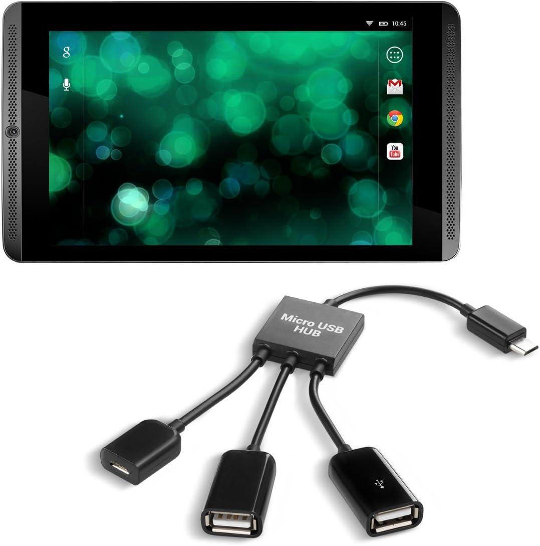 kwmobile 3in1 micro USB OTG hub adapter for Nvidia Shield Tablet/Shield K1 Tablet micro USB splitter in black
