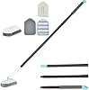 KOKSI Extendable Cleaning Brush for Bathroom, Tiles, Bathtub, Toilet, Long Handle Scrubber for Shower with Bristle Brush Microfiber Head Scouring Pad