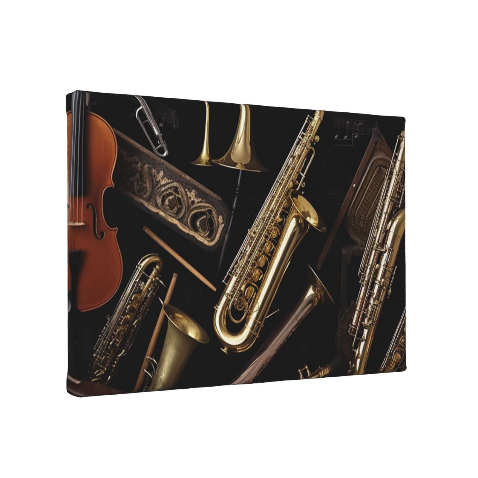 YKLJG Musical Instruments Printed Wall Art Canvas Painting 30x20 CM Wooden Framed Picture Painting Artwork Prints for Bedroom Kitchen Home Office Decor