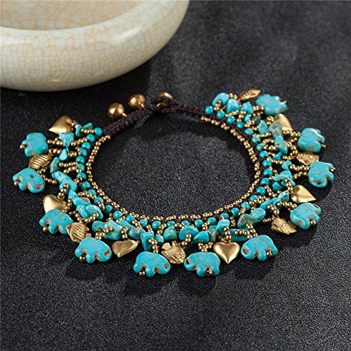 Image of kelistom Bohemian Ankle Bracelets for Women Handmade Natural Stone Beaded Chain Anklet