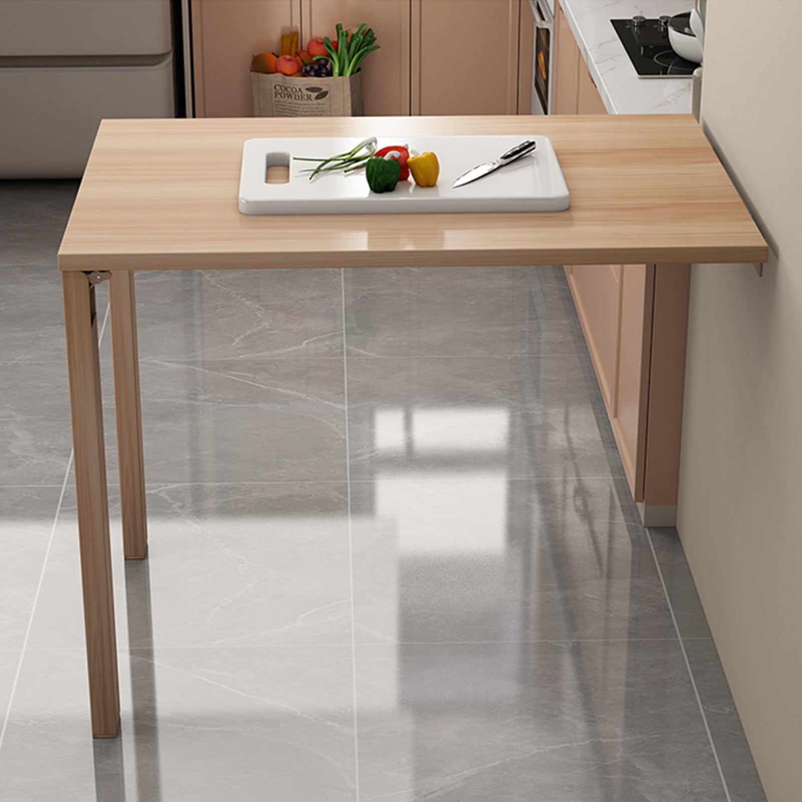 Wandklapptisch,Wandklapptisch Küche,Klapptisch Wandmontage,Klapptisch Küche,Wandschreibtisch,Klapptisch Holz,Klappbarer Schreibtisch,Wand Montierter Klapptisch,Platzsparender(White,75x70cm)