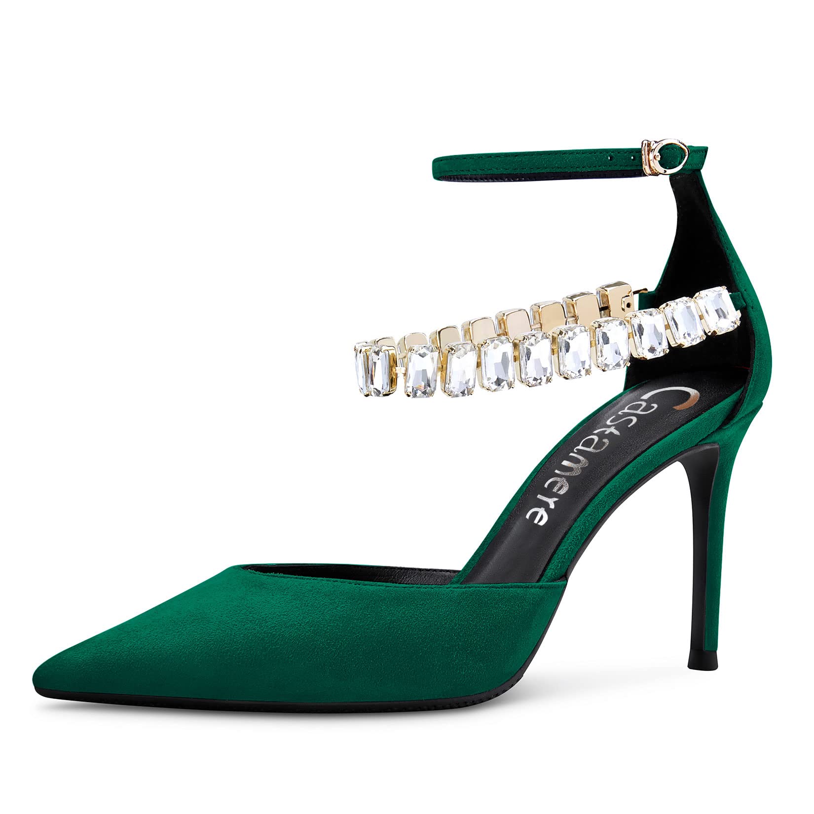 Castamere Mujer Aguja Alto High Heel Correa Tobillo Pumps Diamante Cristal Puntiaguada Punta Sandalias 8 CM Heels Dress Zapatos