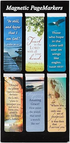 Christian Art Gifts - Juego de 6 separadores de lectura magnéticos con versículos de la Biblia en inglés