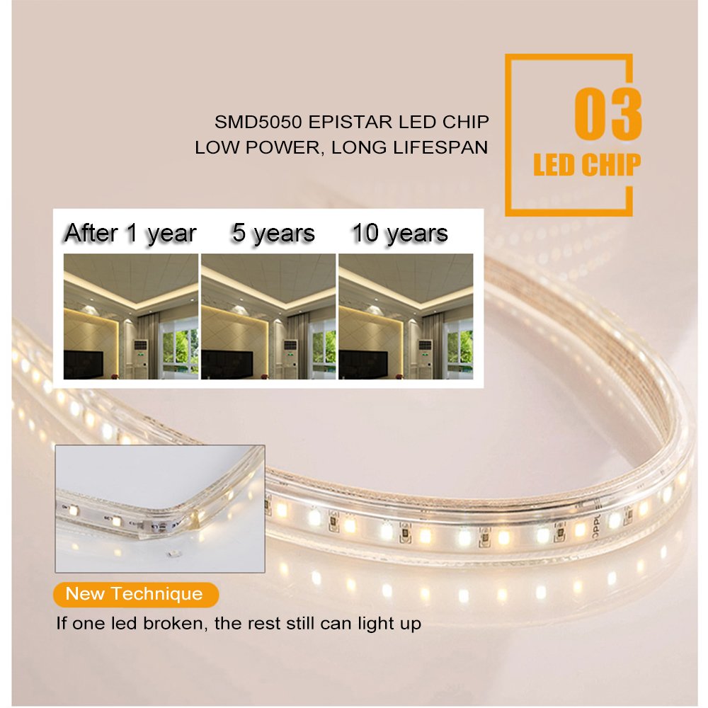 GreenSun LED Lighting Tira de luces LED SMD 5050 de 20 m, color blanco frío, con mando a distancia de 23 teclas, 60 LEDs/M, para interior y exterior, resistente al agua, IP68, banda de luz flexible