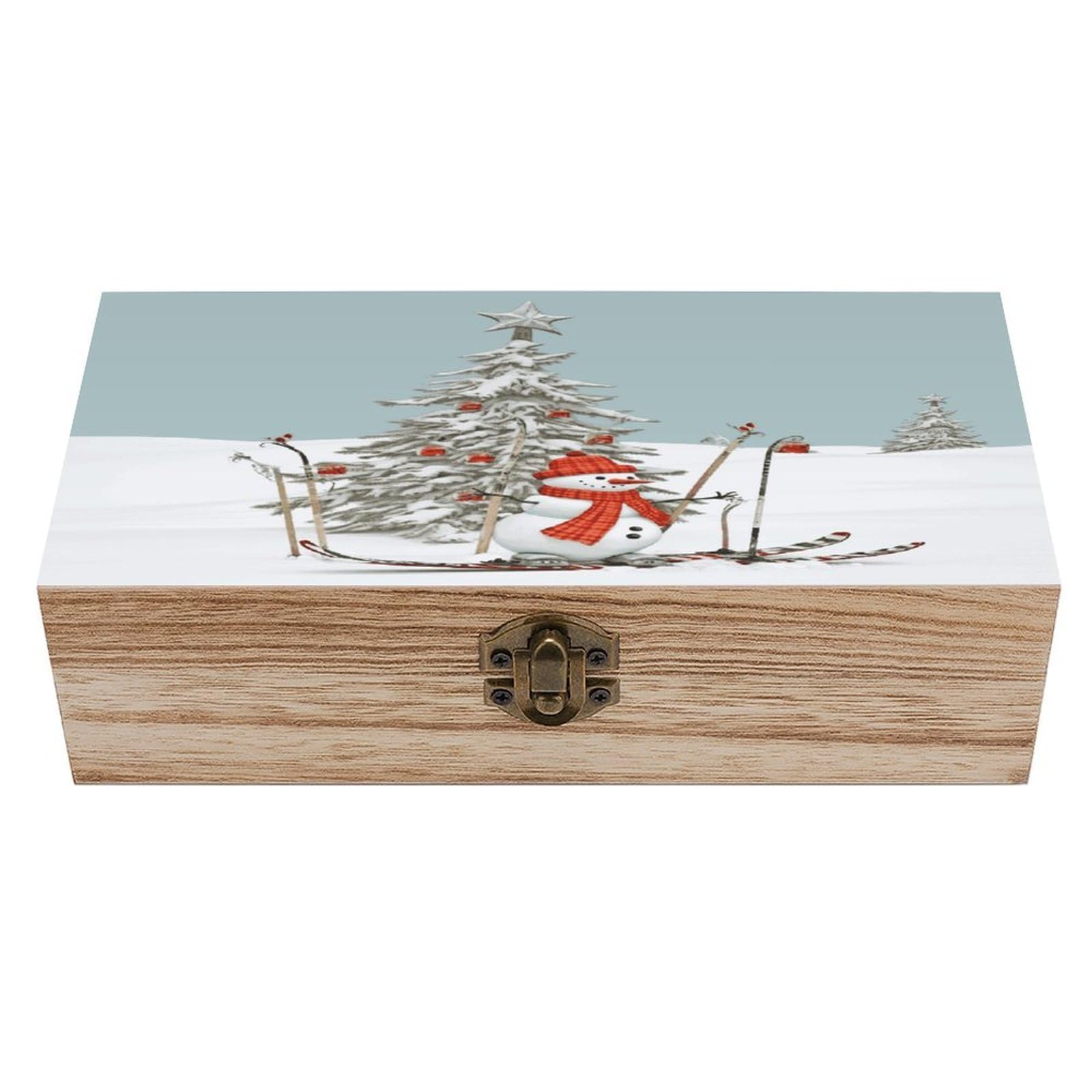Adfgyerh Style Skiing Christmas Tree Bins Solid Wood，Jewelry Box Retro And Exquisite，Storage Box Used For Storing Photos, Souvenirs, Letters, Gifts, And Jewelry.