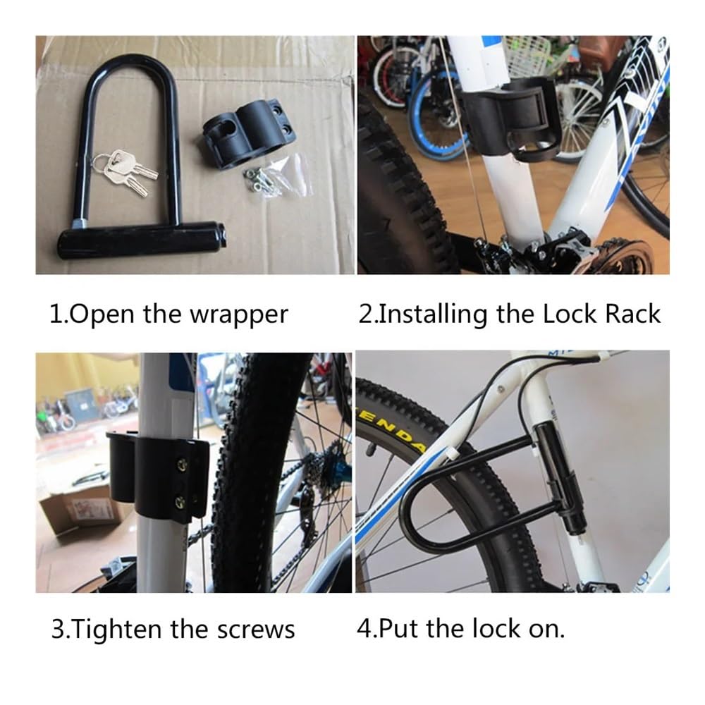 Candado en U for bicicleta, portátil, resistente, impermeable, antirrobo, de seguridad, for motocicleta, scooter, ciclismo, con llave Candado para bicicleta(One Size)