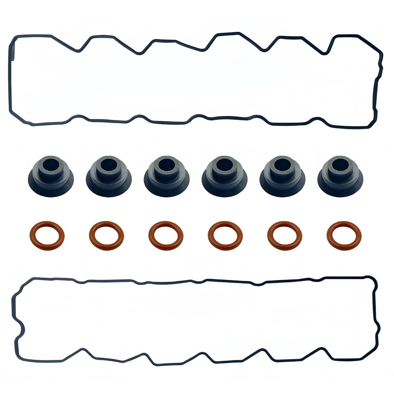 Upper Valve Cover & Lower Rocker Box Gaskets Kit Compatible with Dodge Ram 2003 2004 2005 2500 3500&2008 5.9L 2500 3500 Cummins ISB QSB