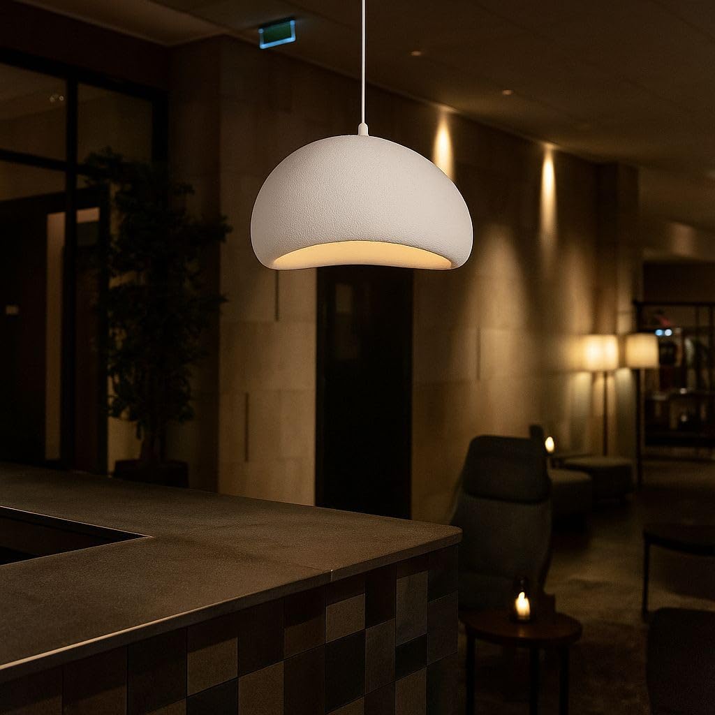 Lámpara Colgante Wabi Sabi 08 Blanca. Diseño con acabado Texturizado, Casquillo E27 Ø30 cm. Estilo Japandi, Minimalismo Japonés Natural - Iluminación Wabi Sabi para Techo de Salón, Dormitorio o Comed