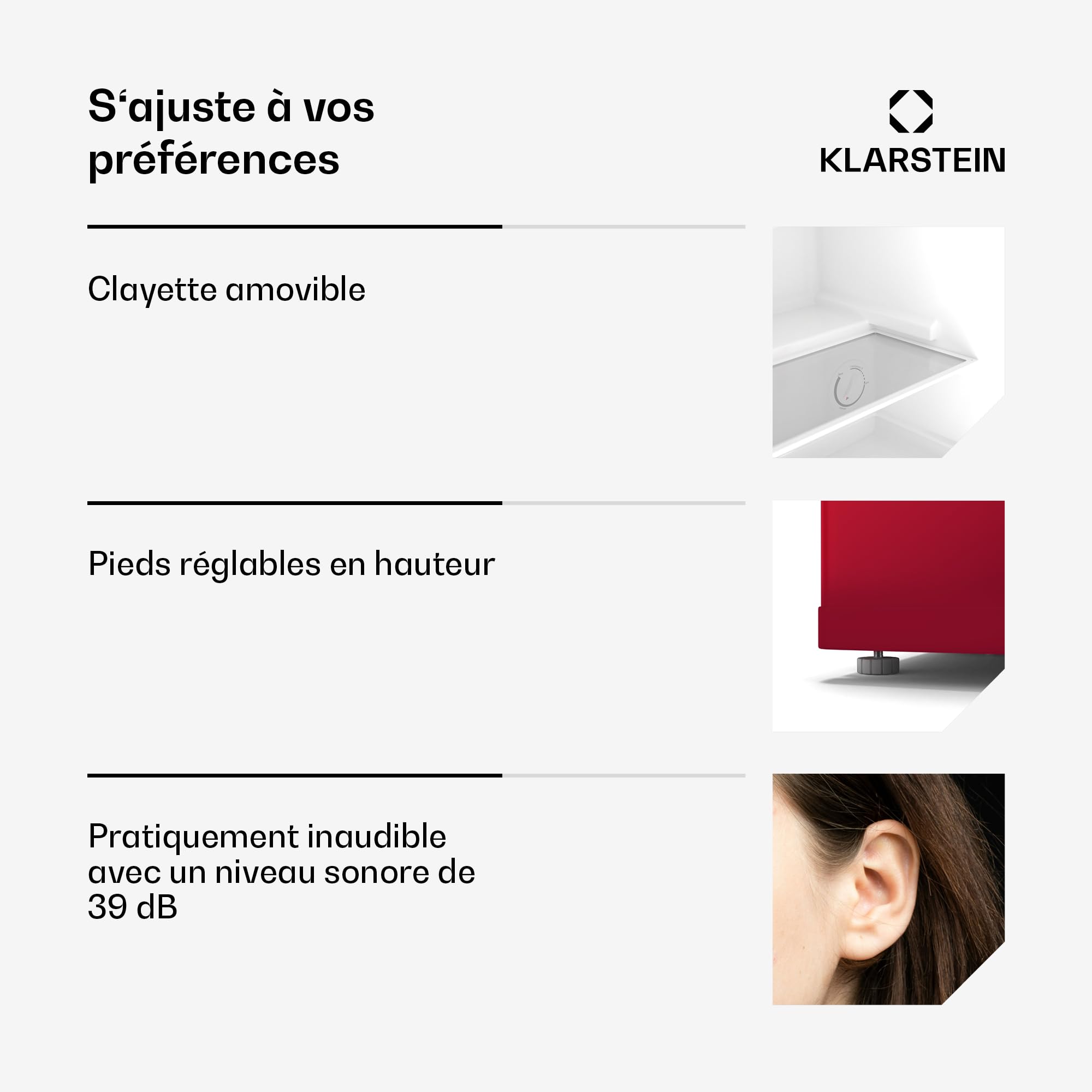 KLARSTEIN Irene Retro Mini congélateur, réfrigérateur congélateur 31 L,Température ajustable -24°C à 10°C, Économie d'énergie Classe C, Silencieux 38 dB, Design Compact Rouge, Petit Congélateur