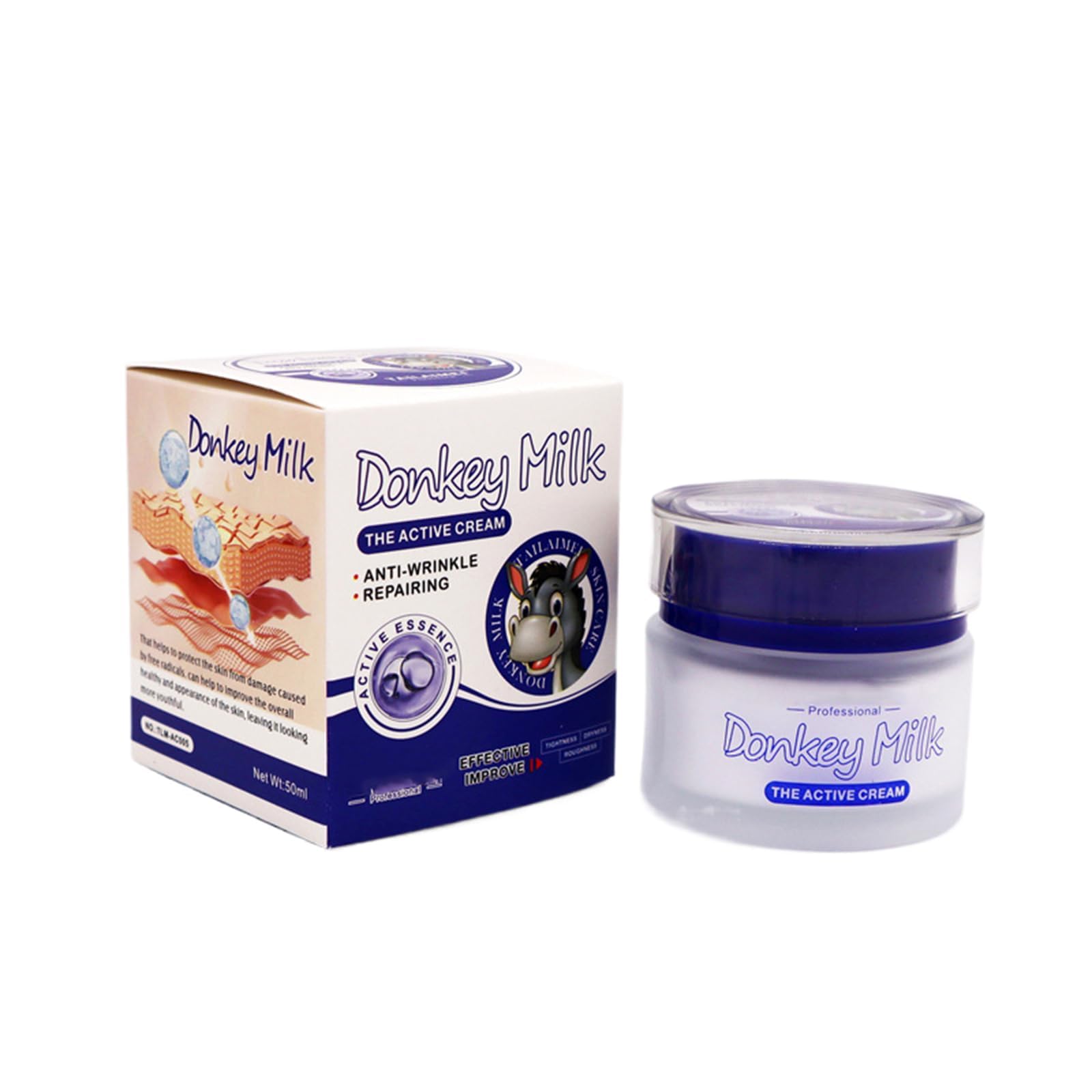 Donkey Milk Cream,Deeply Moisturizing Face Cream Reduces Wrinkles Repairs Dry Skin & Water Oil Balance Firm and Tight Skin Enhance Skin Elasticity Nourishing Cream Active Cream for All Skin Types