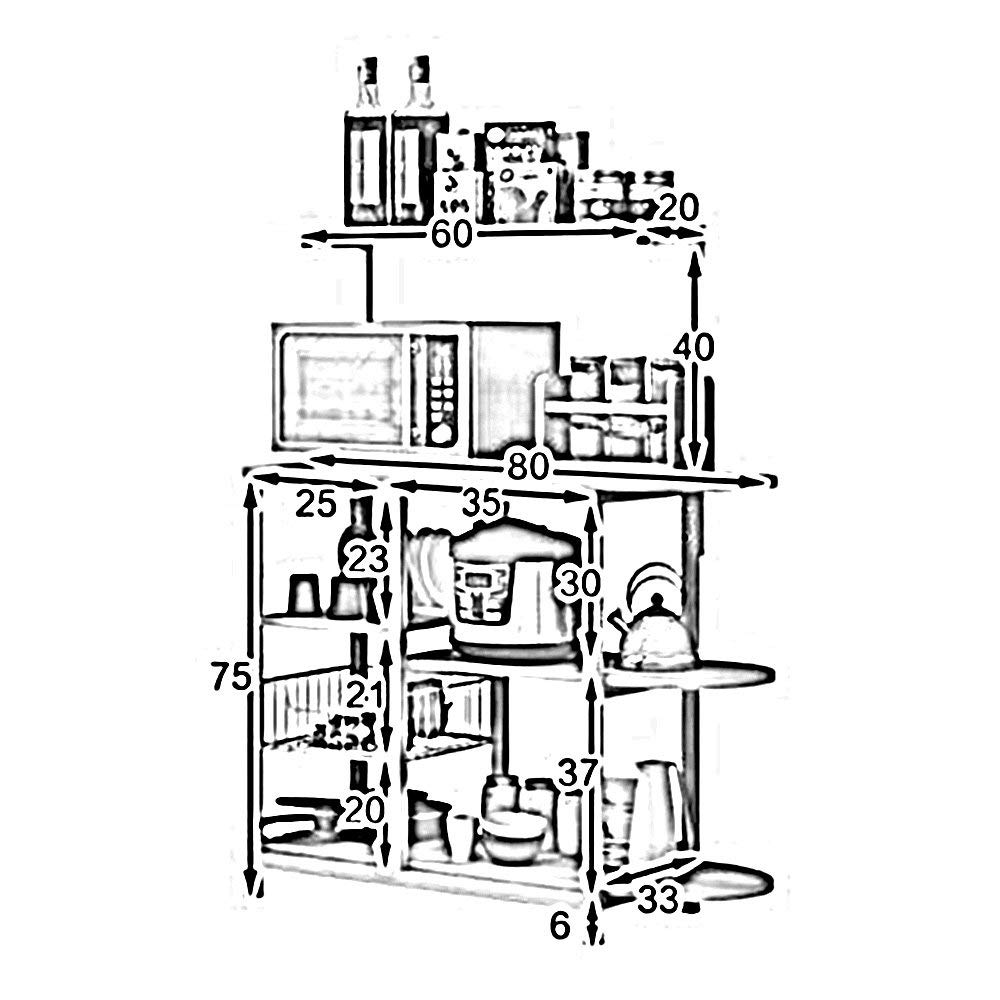 MU Estanterías para el hogar Estanterías Bastidores de Cocina Bastidores de Rack de Almacenamiento multifuncionales,Negro,B