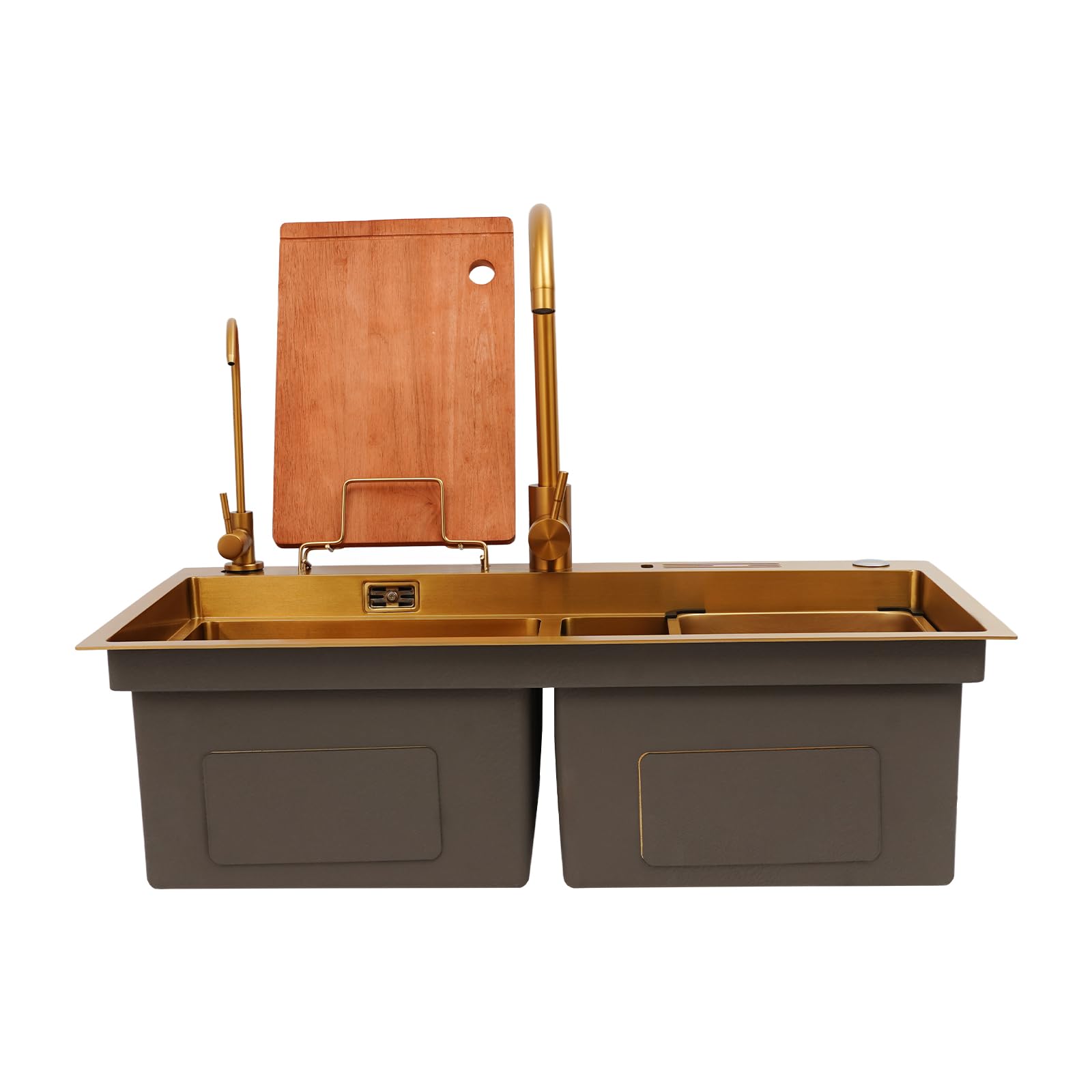 Fregadero de cocina de acero inoxidable con grifo de 78 x 46 cm, juego con cuchillo especial y organizador de tabla de cortar, fregadero multifunción, fregadero de cocina, fregadero con 2 cuencos