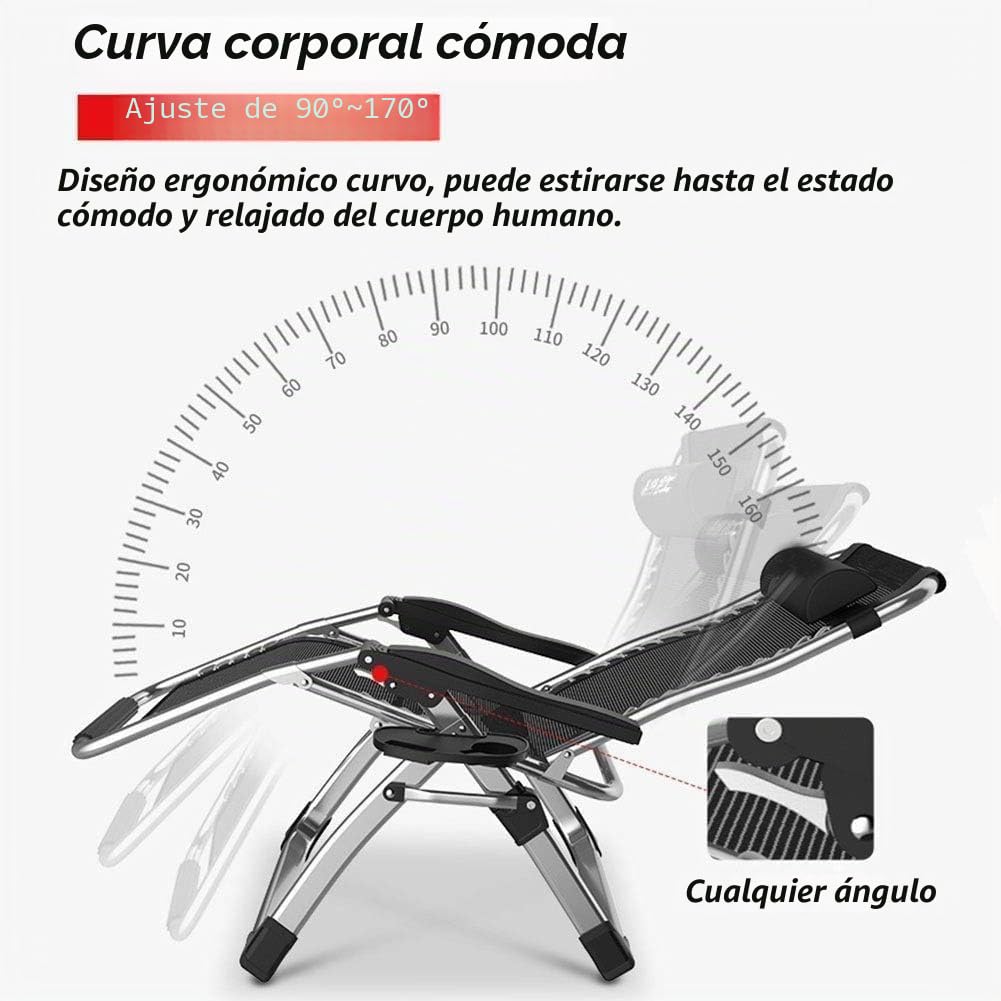 Silla reclinable para Actividades al Aire Libre con Gravedad Cero y portavasos, Silla Extra Ancha y Ajustable para tumbonas de Patio Garden Beach Beach, con Cojines de 200 kg (Black1)