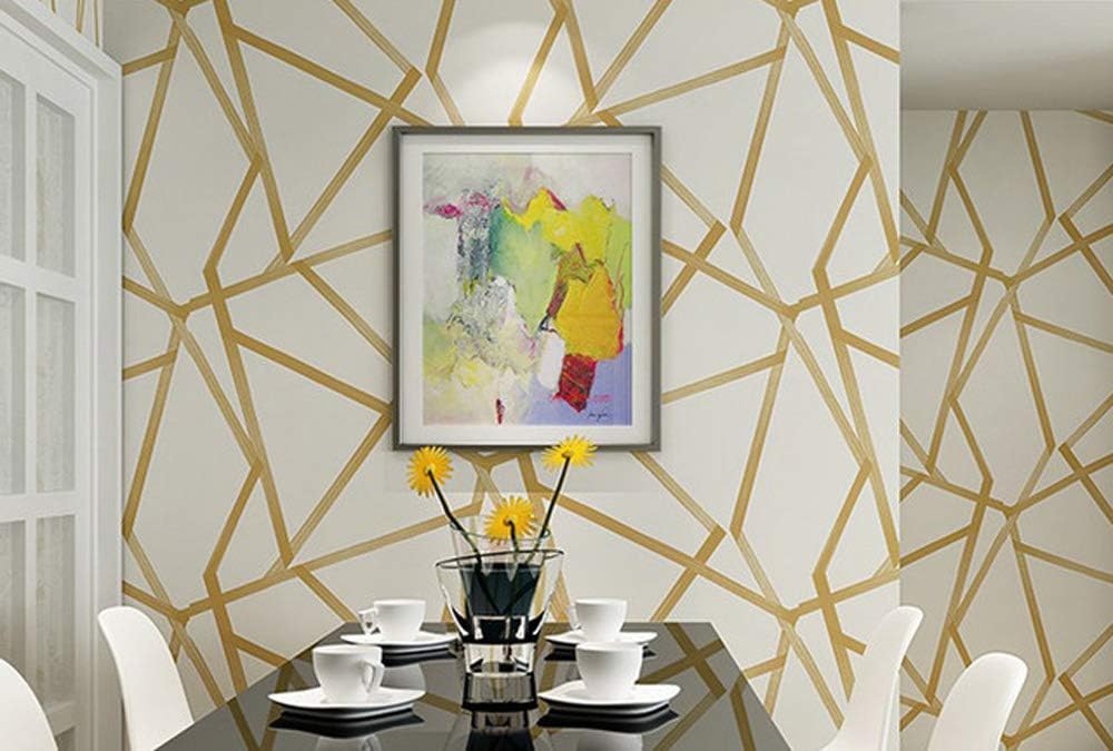 Ovoin J00101 Modern Design Geometric Wallpaper Roll Metallic Triangle Pattern Non Woven Wall Paper. (0.53*10 Metres, 57 Sq Ft)