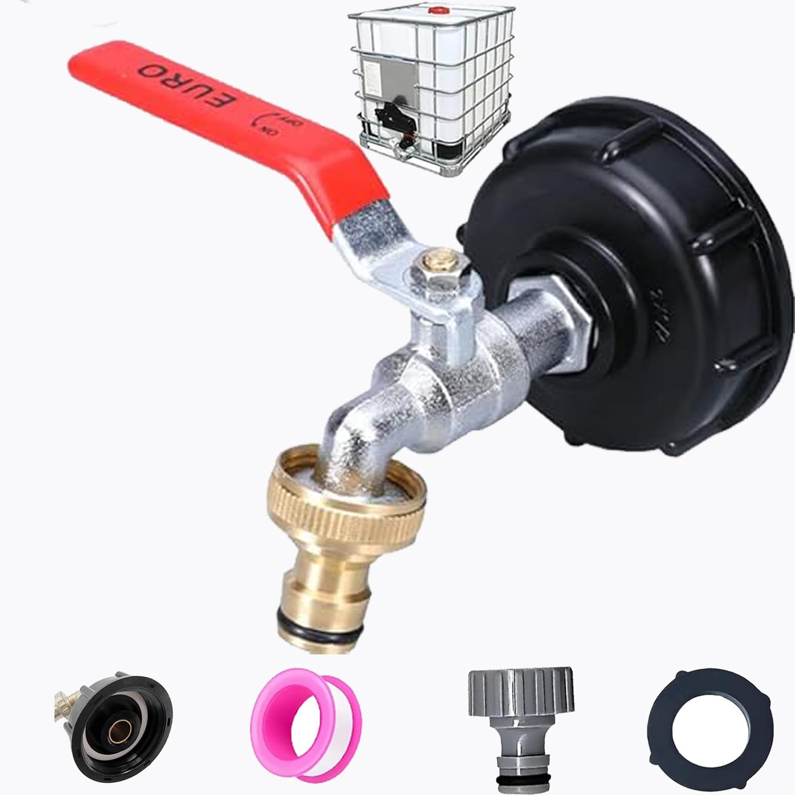 Adattatore Serbatoio IBC Adattatore Per Serbatoi IBC, 2 Uscite Da 3/4 Pollici, Valvola A Sfera In Ottone, TRCR Collettore Irrigazione 4 Vie