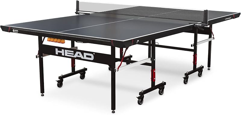 Mesa de ping pong para interior HEAD Summit USA, red de competición, fácil configuración en 10 minutos – Mesa de ping pong con modo de reproducción