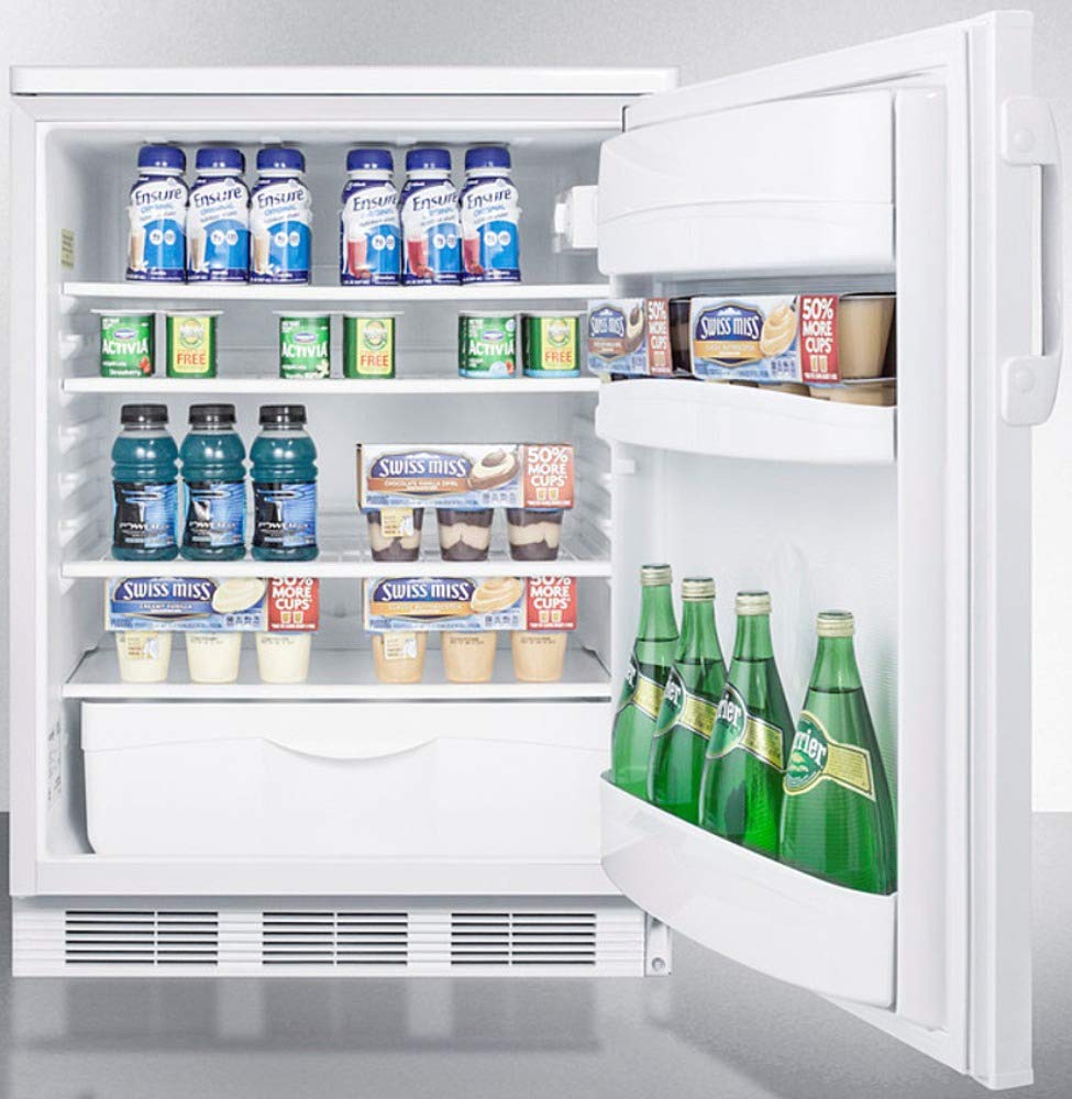 Summit Appliance FF6WBIADA ADA Compliant Commercial 24" Wide All-Refrigerator for Built-in General Purpose Use with Automatic Defrost, Interior Light, Adjustable Thermostat and White Cabinet on Fridge.com