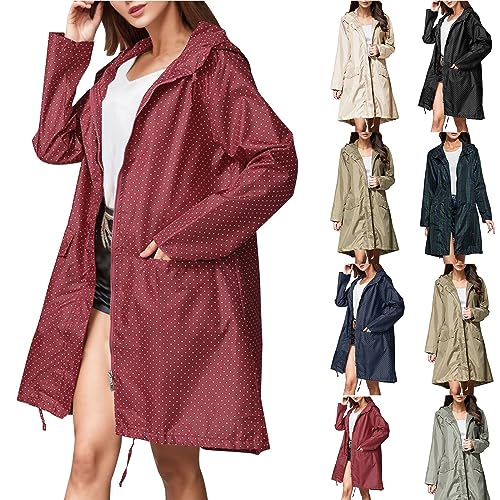 Chubasquero para mujer largo cortavientos impermeable con impresión de moda 2