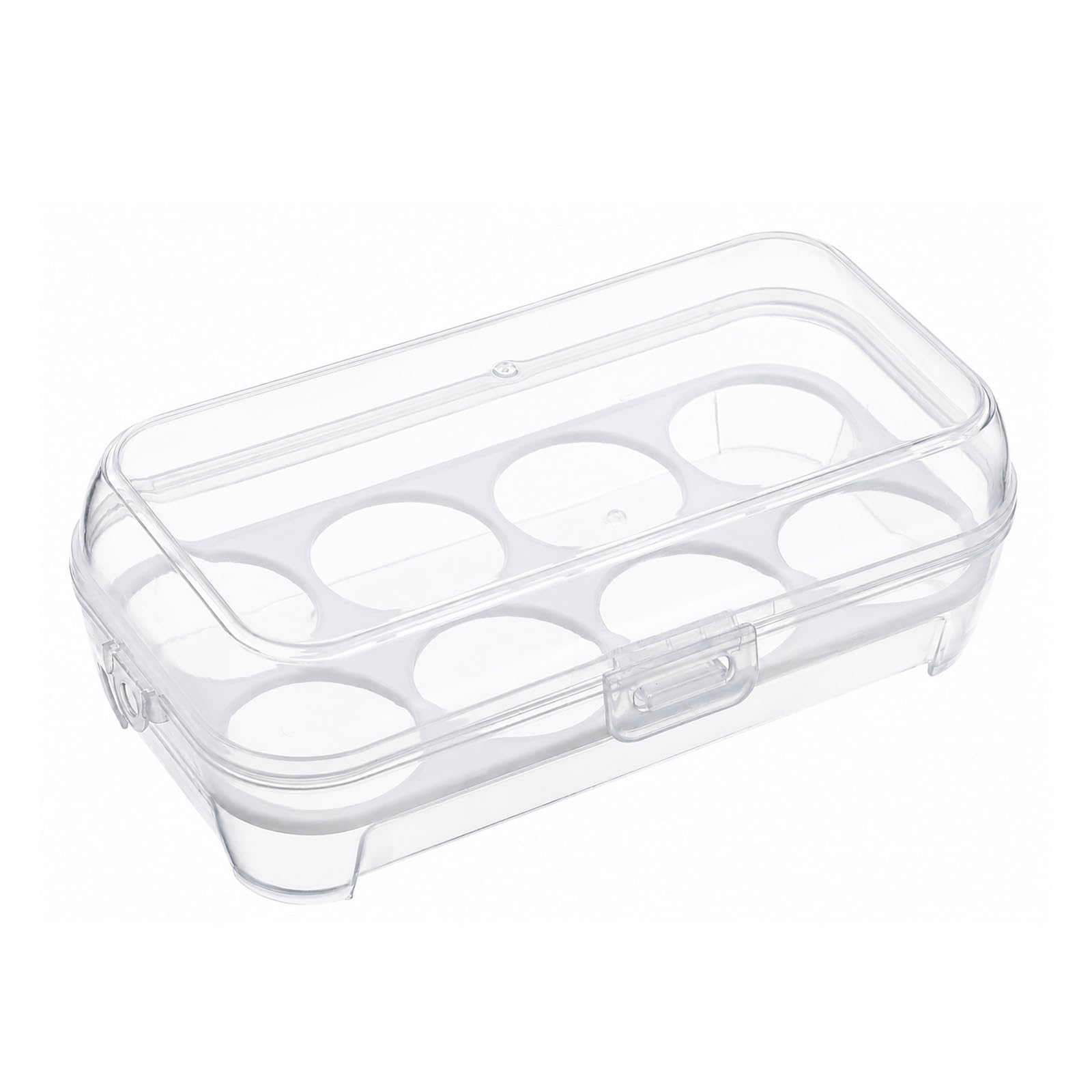8-Grid Egg Holder Storage, Egg Storage for Kitchen, Durable Plastic EggContainer for Travel, Outdoor, And Kitchen Use, Clear White